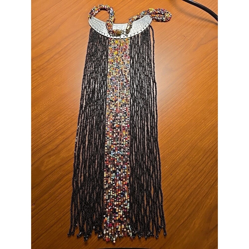 African Black Multistrand Necklace, African Beaded Necklace, African Jewelry